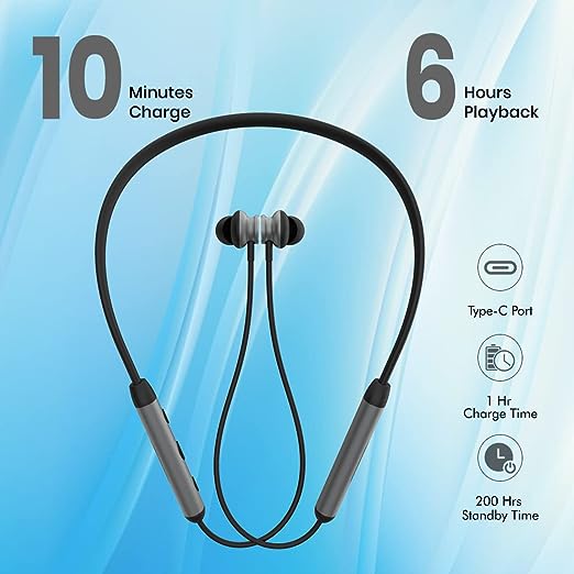 pTron InTunes Ultima Bluetooth 5.0 Wireless in Ear Earphones with Mic, Powerful Bass, 18Hrs Playtime, Type-C Fast Charging, Passive Noise Cancellation, Voice Asst, IPX4 Water-Resistant (Black & Grey) pTron InTunes Ultima Bluetooth 5.0 Wireless in Ear Earphones with Mic, Powerful Bass, 18Hrs Playtime, Type-C Fast Charging, Passive Noise Cancellation, Voice Asst, IPX4 Water-Resistant (Black & Grey)